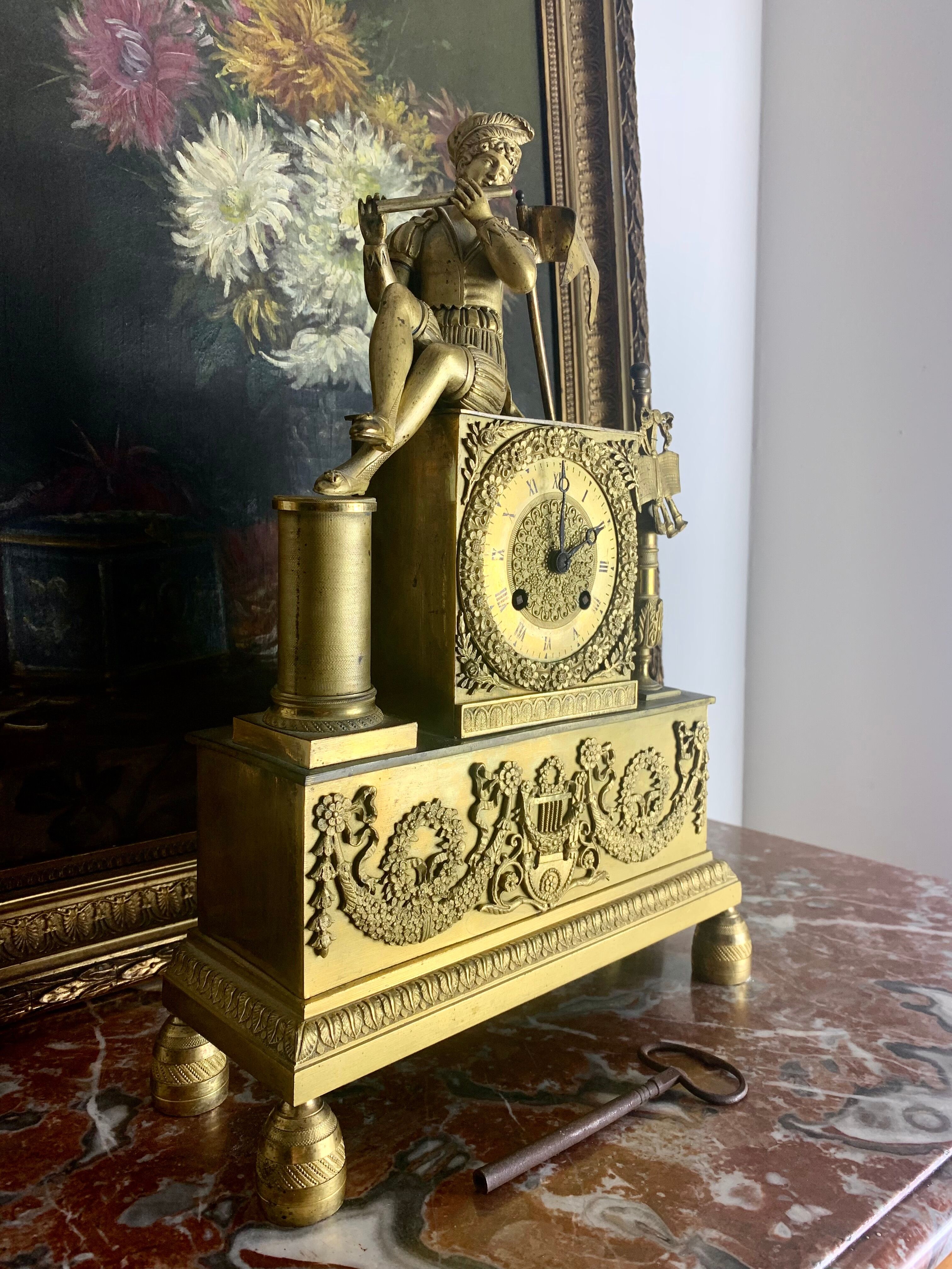 Period clock restoration in gilded bronze