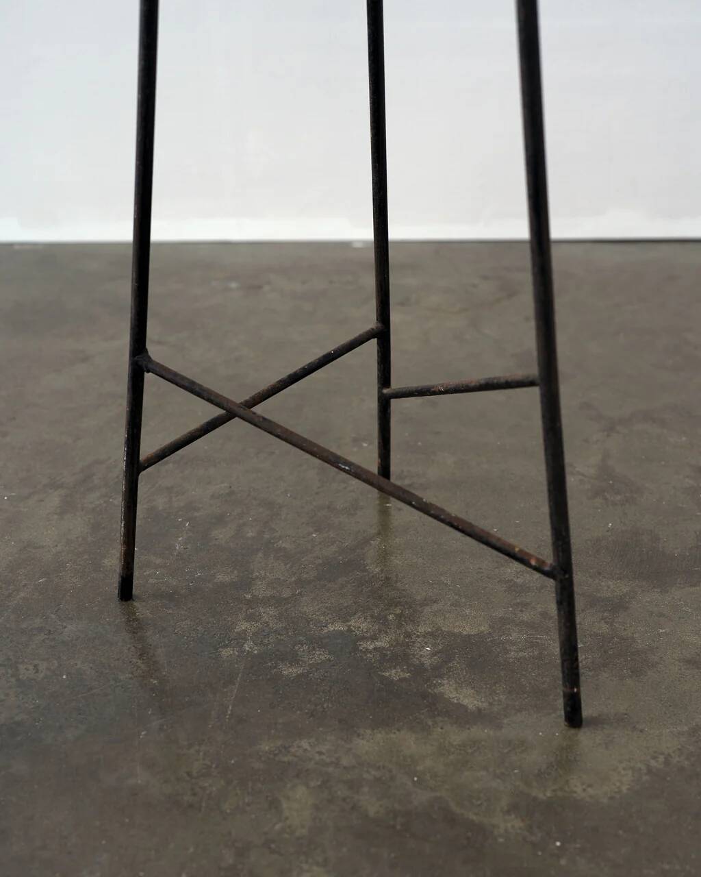 Modernist iron tripod pedestal / stool