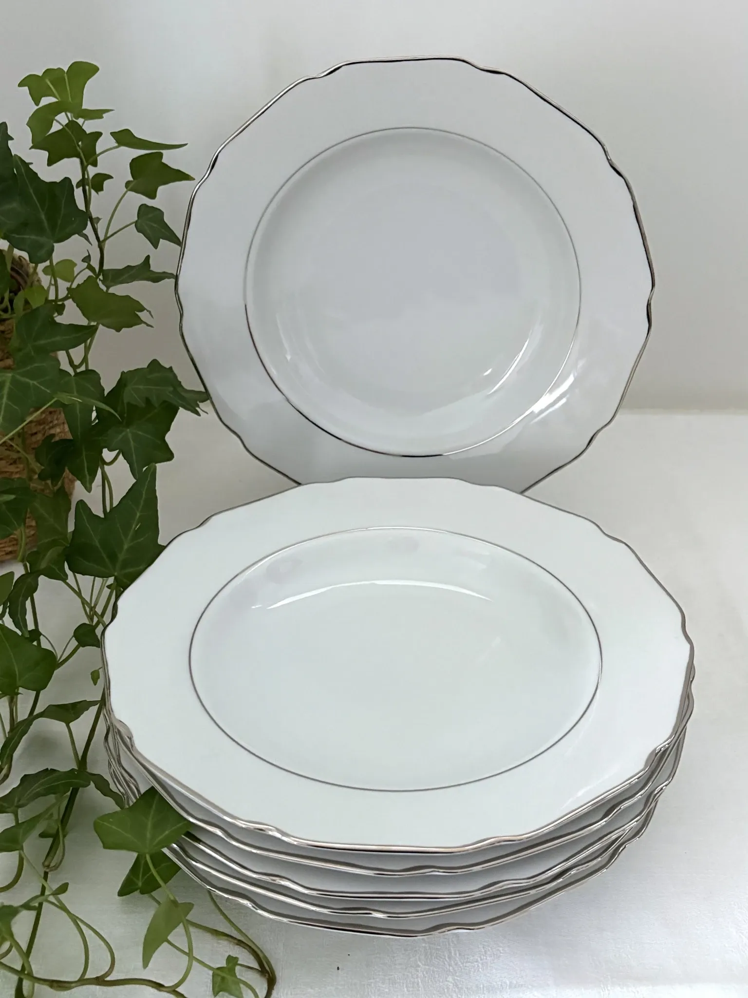 6 deep plates in white porcelain