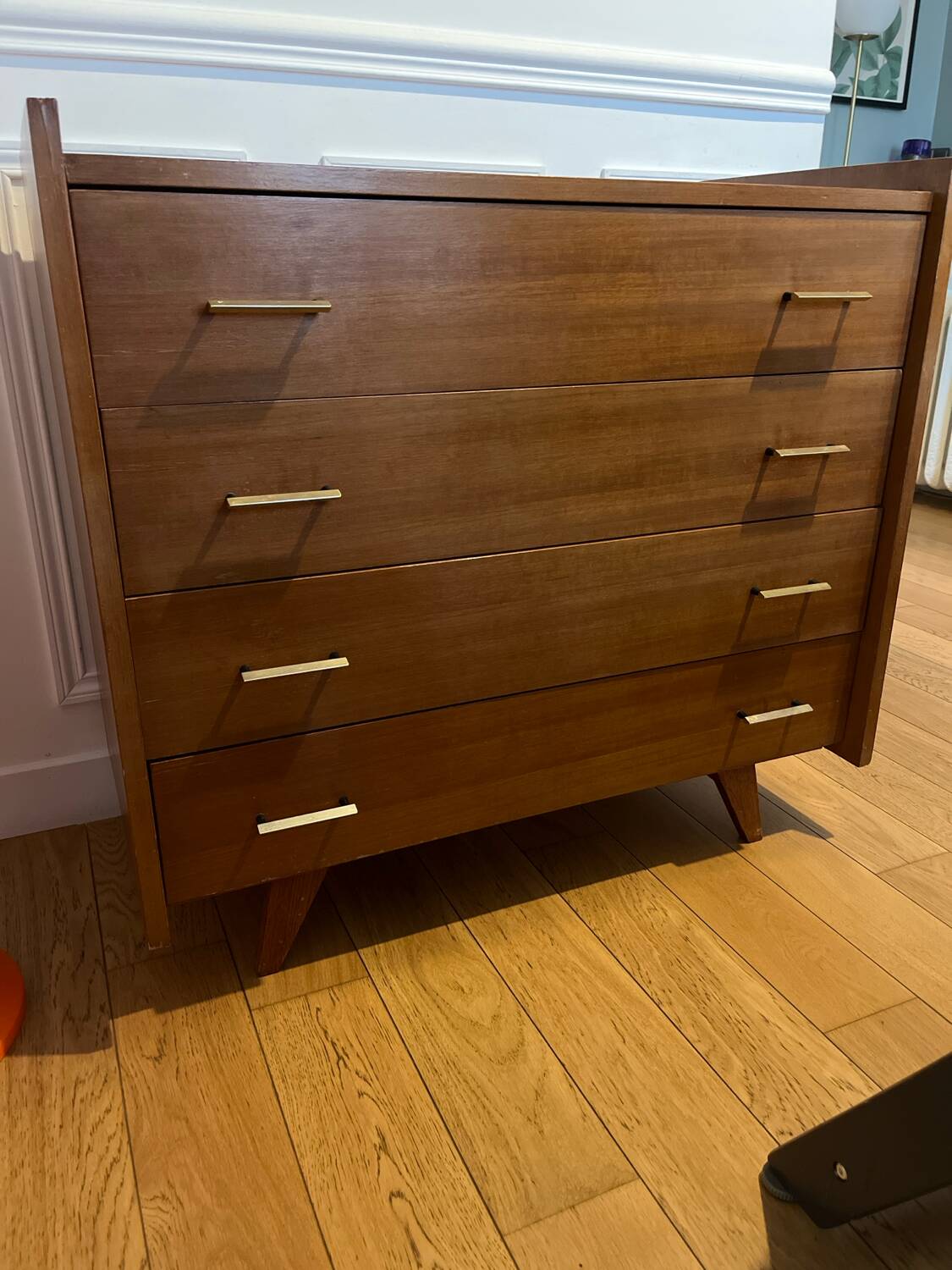 Vintage chest of drawers with splayed legs