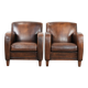 Characterful set of two vintage sheepskin armchairs with beautiful colours