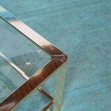 Minimalist coffee table in brass and glass, Regency style from the 1970s.