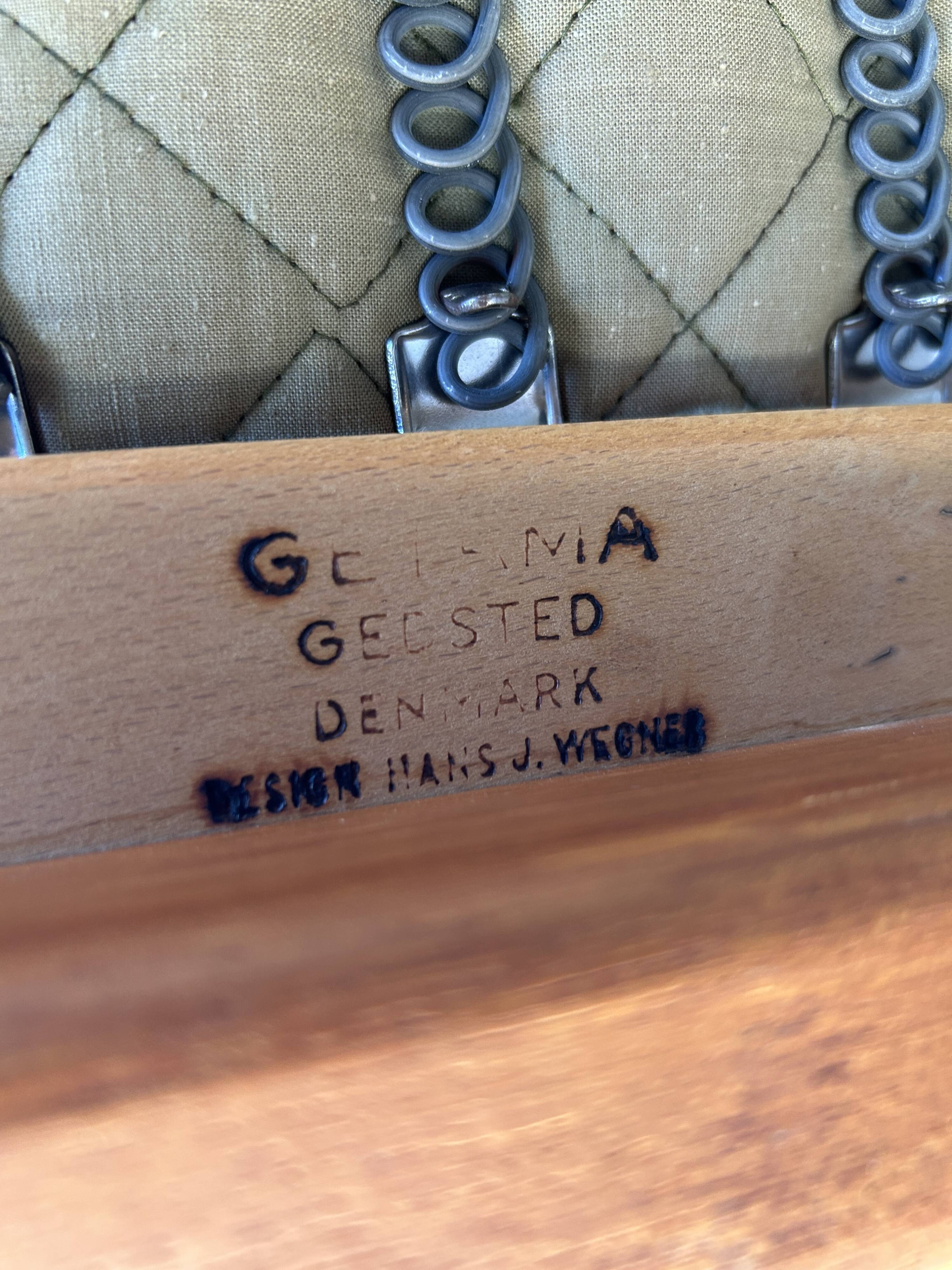 Hans J. Wegner GE265 oak sofa for Getama, Blue, 1960s