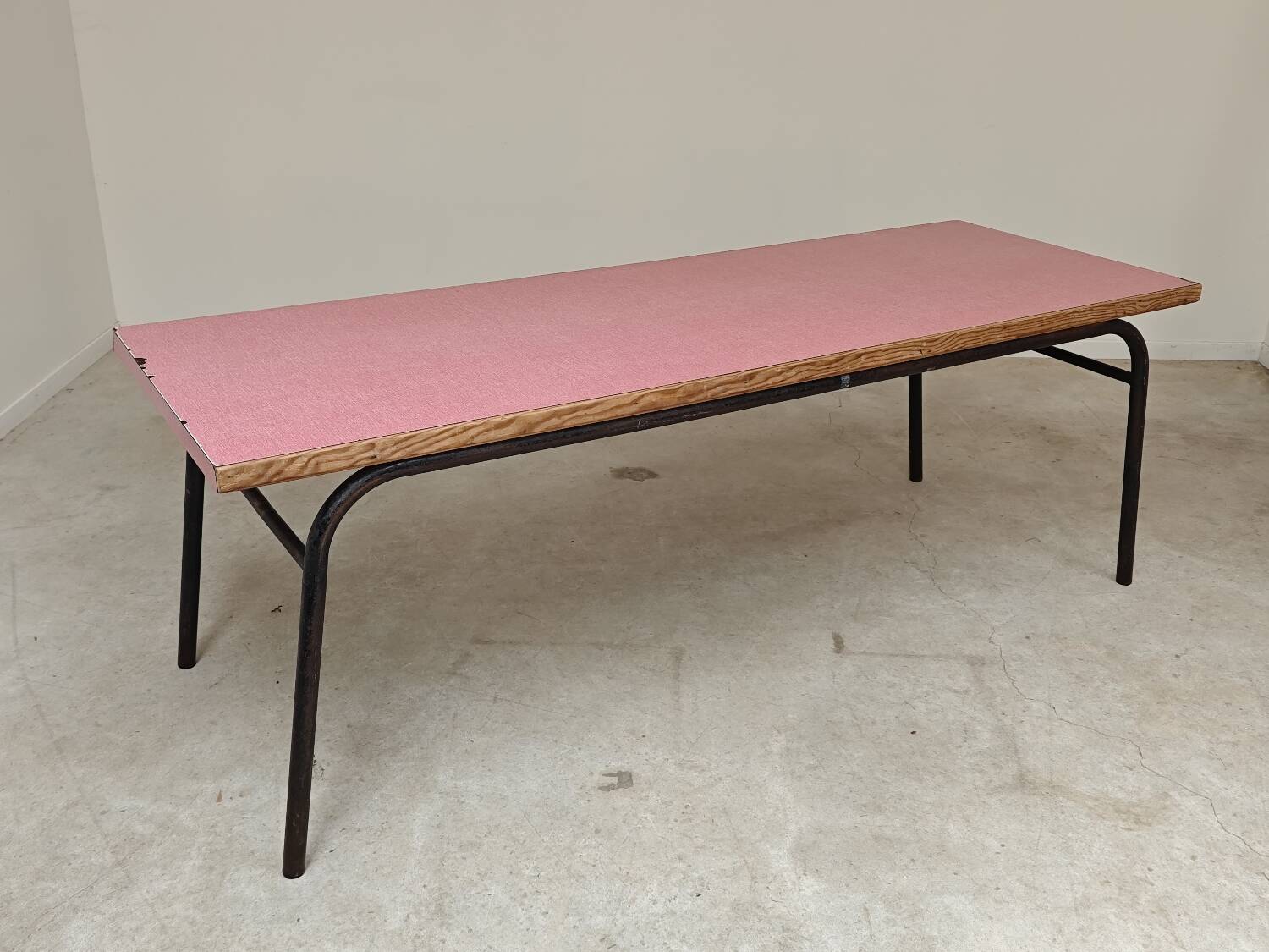 1960s pink Formica and metal refectory table