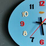 Vintage formica clock silent wall clock painter palette "Carrez bleu"