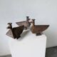 Series of three brutalist Folk Art candle holders
