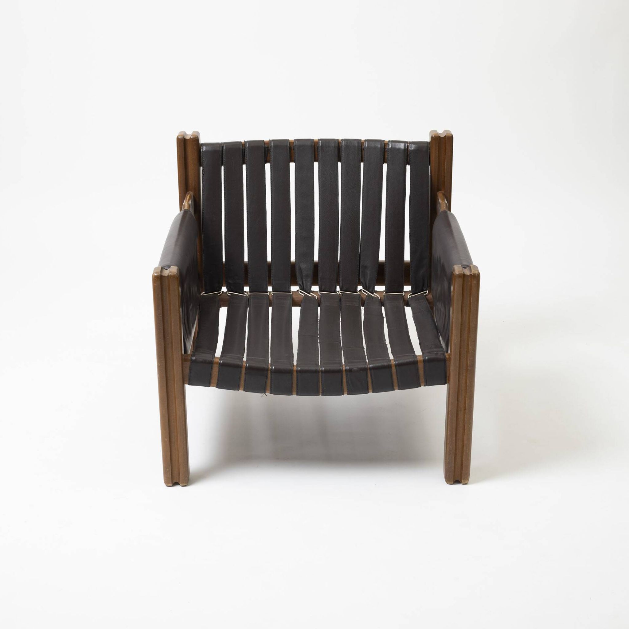 Pair of lounge chairs produced by TON in wood and brown leather, Czechoslovakia, 1990s