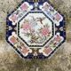 Antique octagonal plate with bird and peony motifs, chinoiseries.