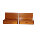 Floating bedside tables in teak veneer - Belgium - 1960's