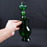 Vintage 70s green Empoli glass genie carafe bottle