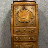 Fully curved Louis XV style secretary in precious wood marquetry circa 1850