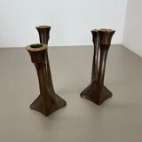 set of 2 Midcentury Brutalist Bronze Candleholder, Michael Harjes, Germany 1960s