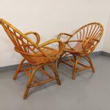 Pair of vintage rattan armchairs from the 60s