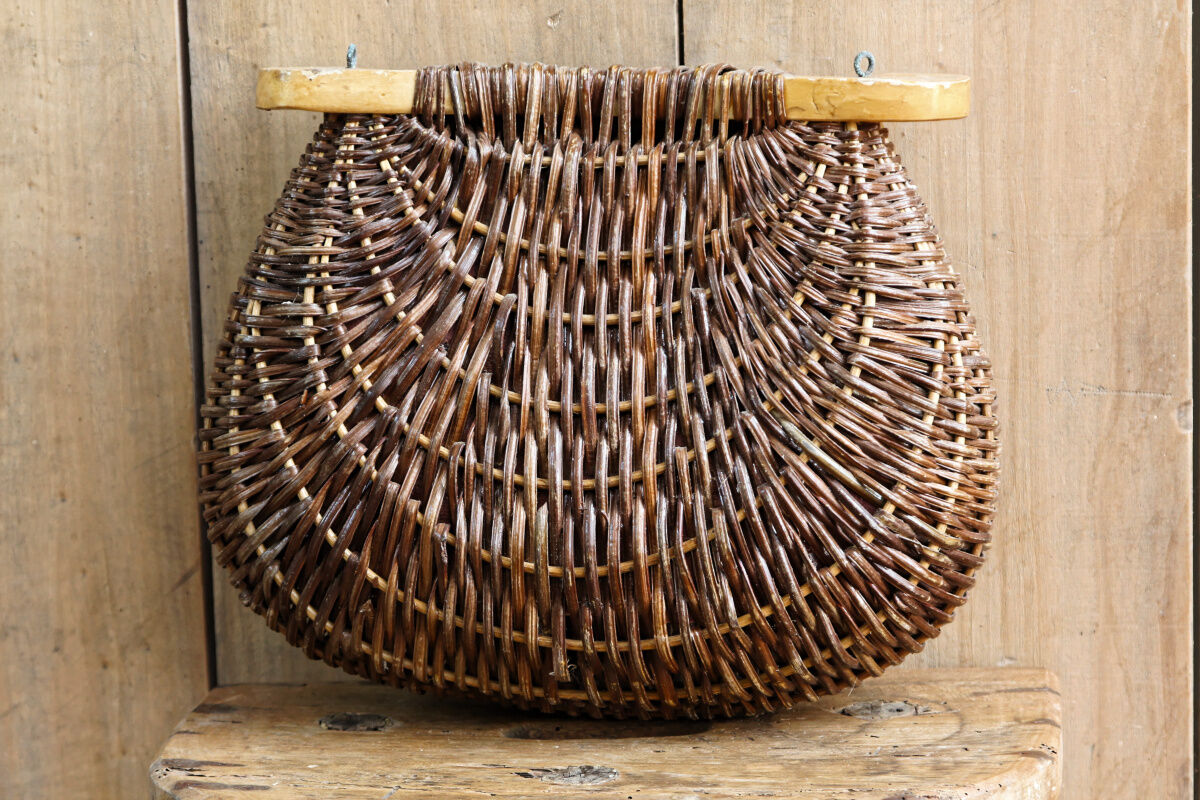 Rattan braided fishing basket