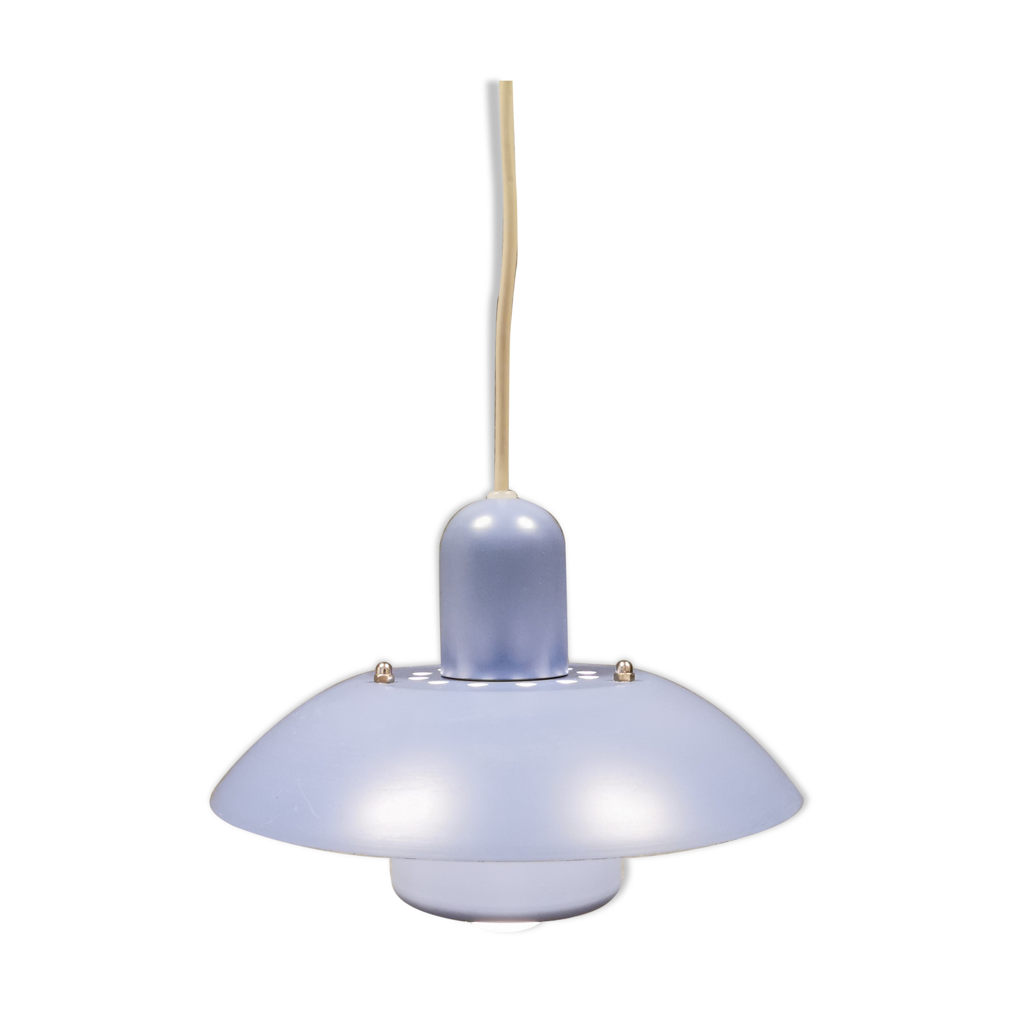 Classic small Danish hanging lamp, produced by Form-Light in the 1980s. Light purple color