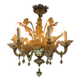 Venetian glass chandelier from Murano, green, circa 1920.