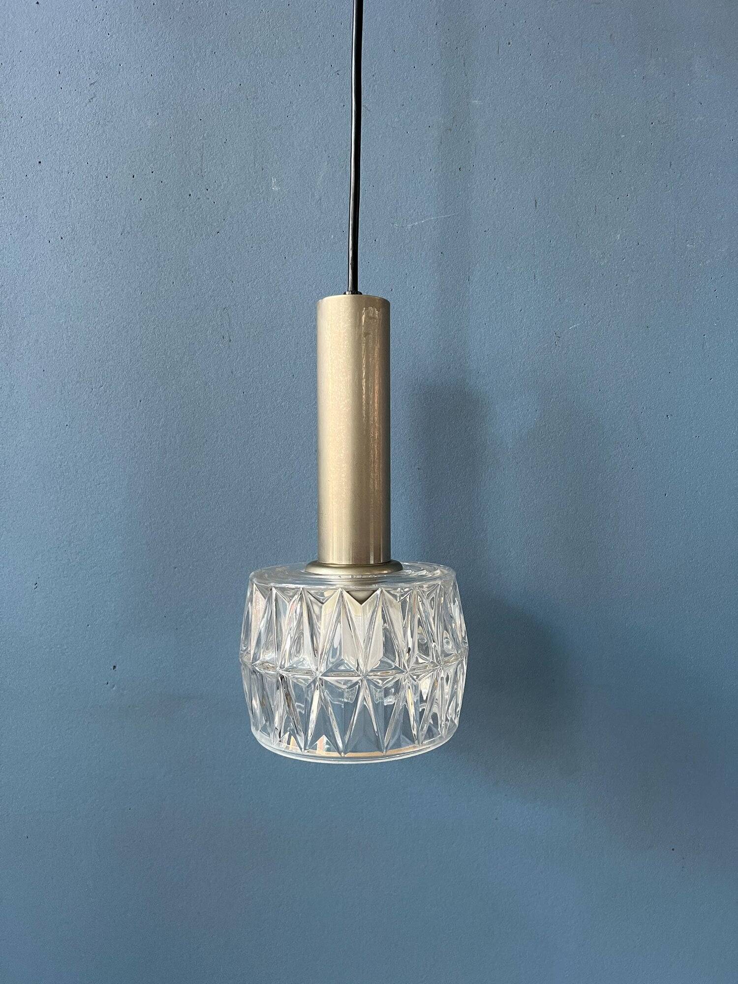 Mid-century crystal glass pendant lamp
