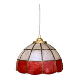 Vintage red and white mother-of-pearl lampshade pendant light