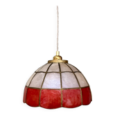 Vintage red and white mother-of-pearl lampshade pendant light