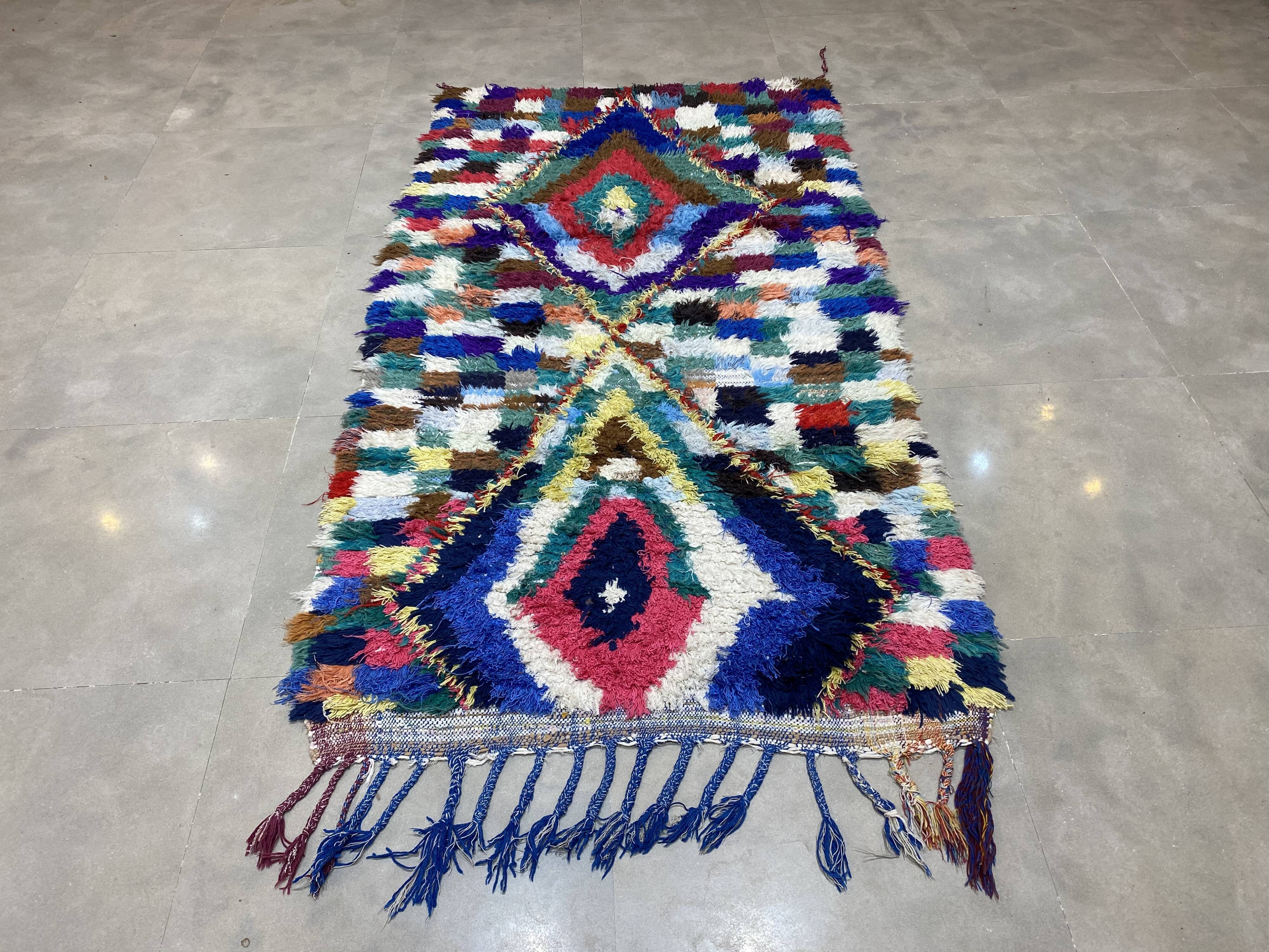 Multicolor carpet in boucherouite fabric 110x200cm