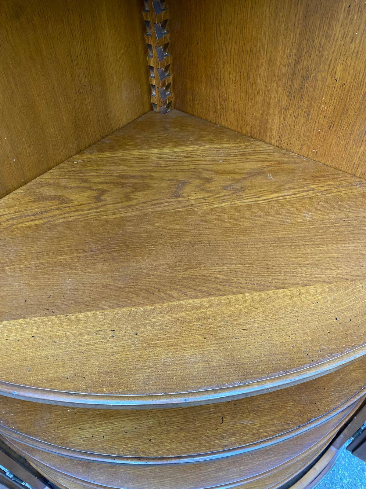 19th-century quarter-round oak solid wood corner library