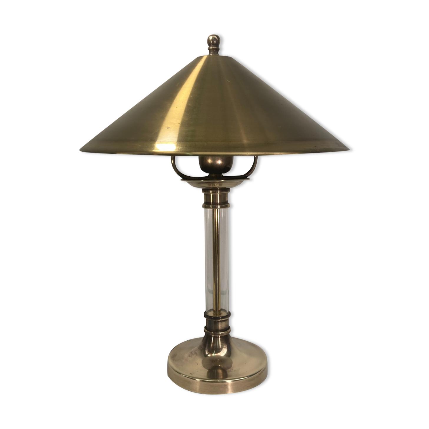 Lampe de table ou de bureau art déco en lucite et laiton