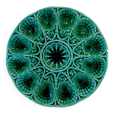 Antique green majolica oyster dish – Sarreguemines