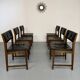 Lot of 6 Scandinavian design chairs in wood and black faux leather an70.