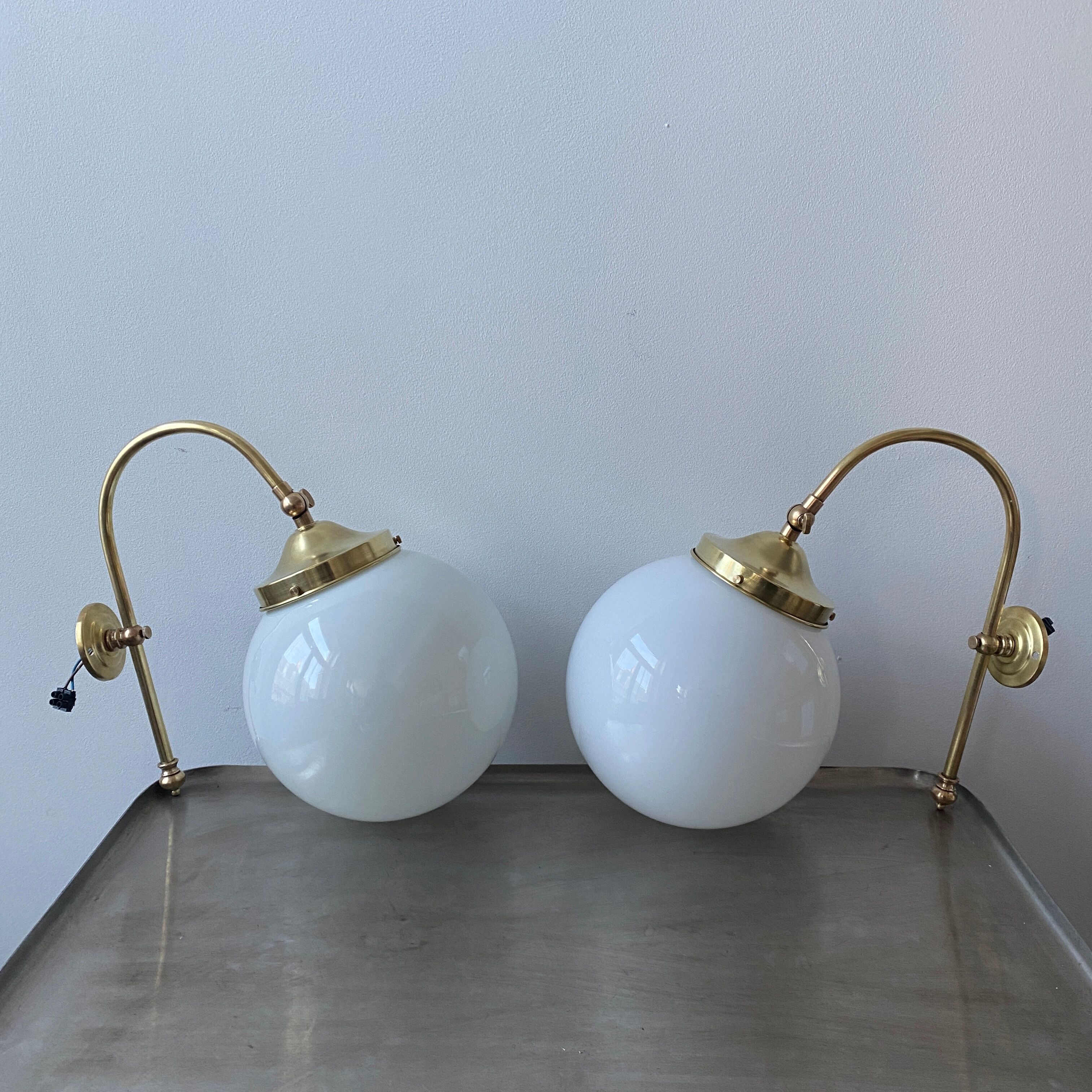 Lot 2 vintage opaline wall lamps