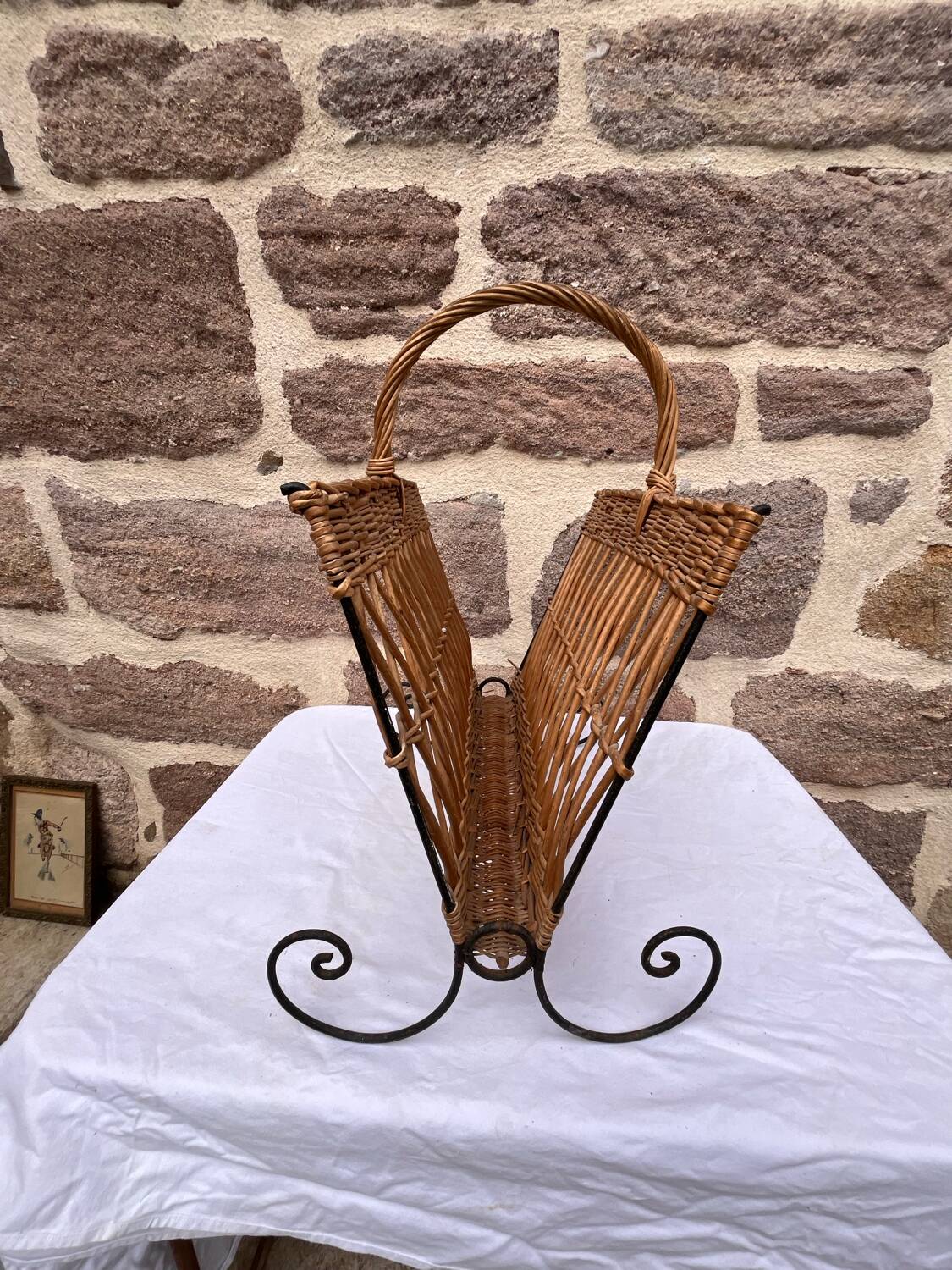 Rattan magazine rack