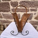 Rattan magazine rack