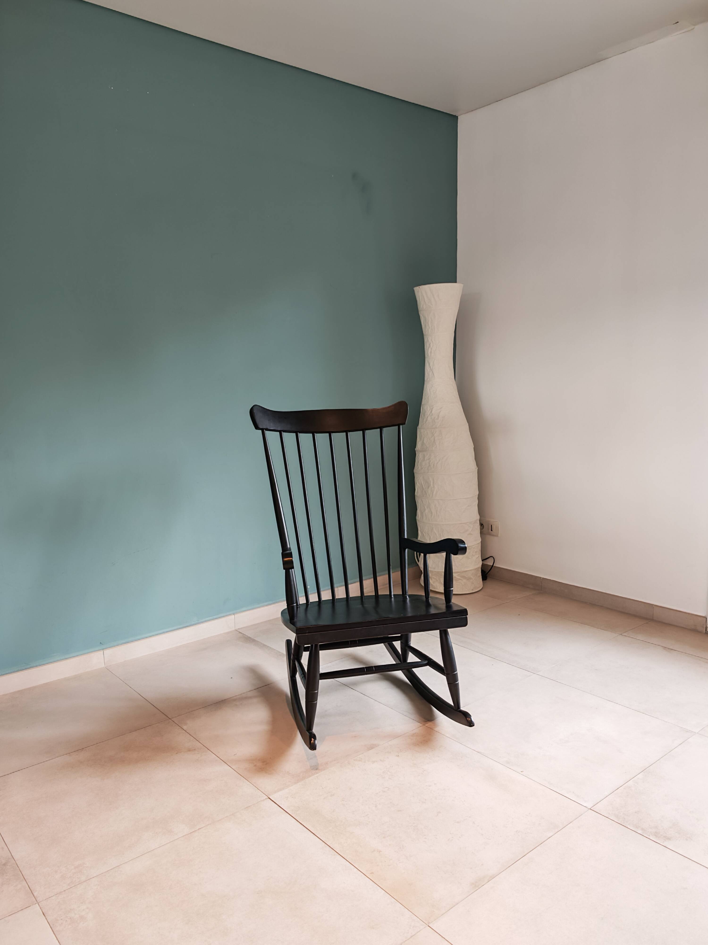 Rocking Chair Black Wood Vintage 1960 — Scandinavian Style