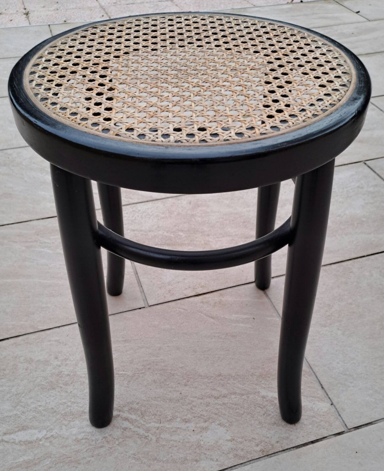 Wooden and cane stool