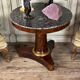 Empire style pedestal table in mahogany, gilt bronze, grey Saint Anne marble top, circa 1800