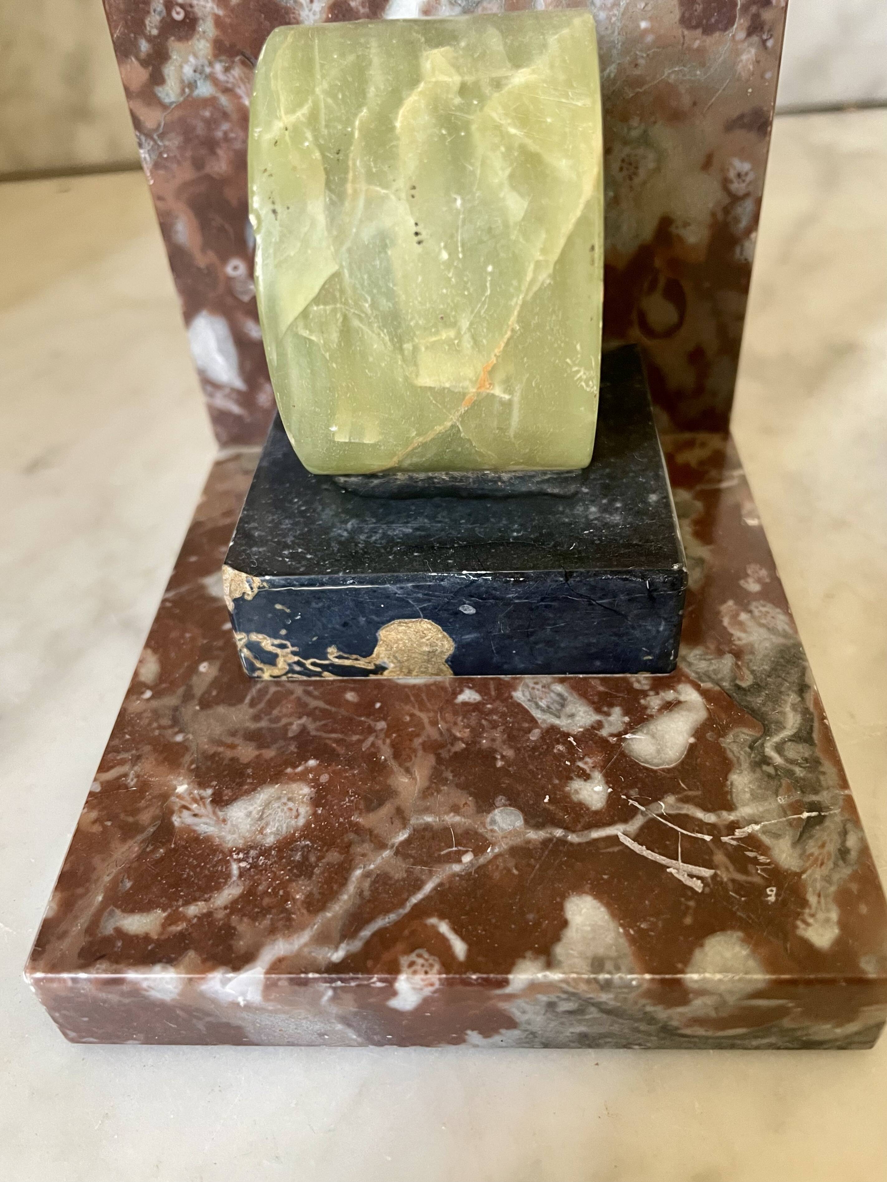 pair of marble and onyx Art Deco bookends