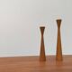 Vintage Danish teak candle holders, set of 2.