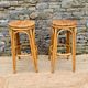 Paire de tabourets hauts en rotin et osier