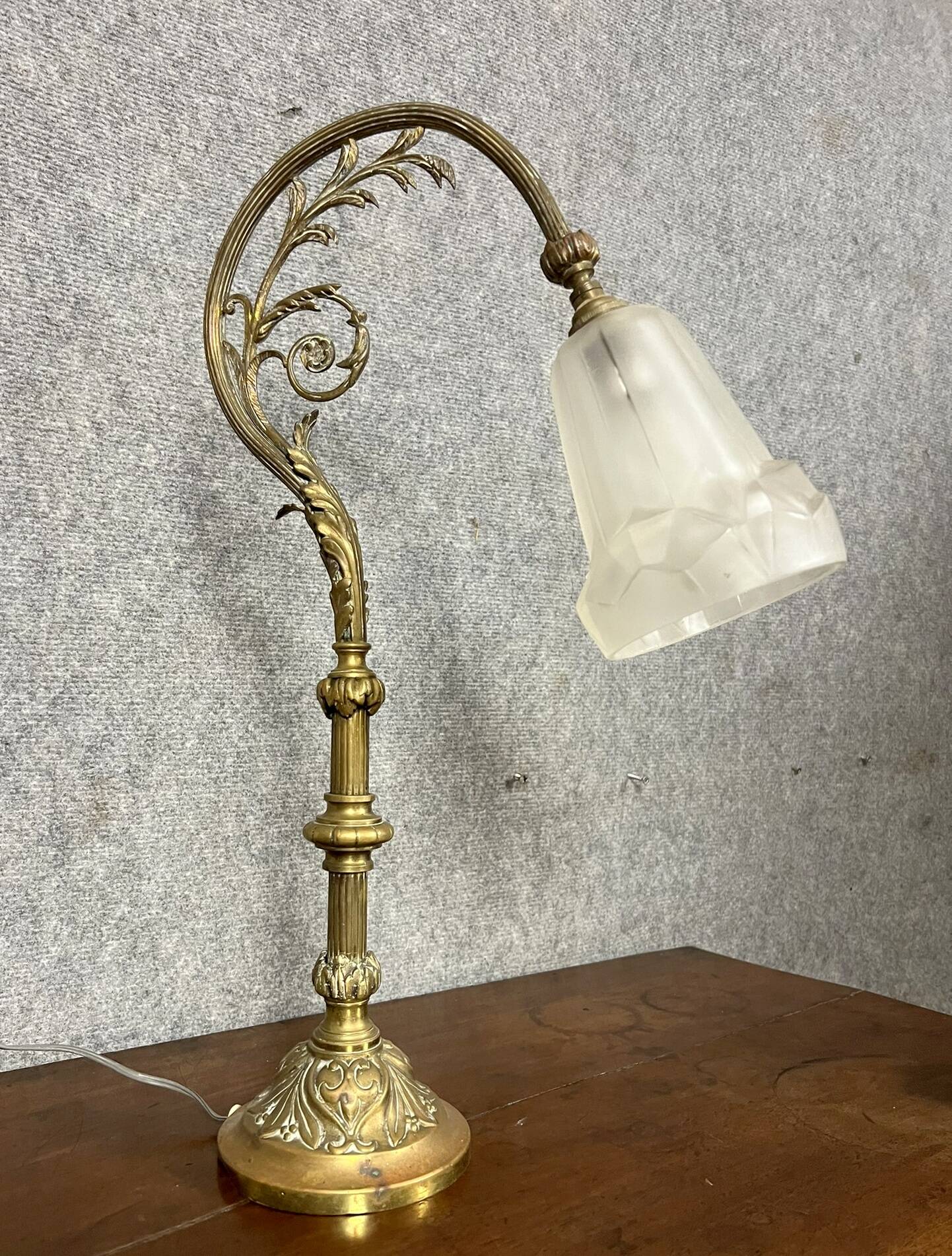 Degué: 1880s gilt bronze desk lamp