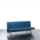 Vintage Model D70 Sofa Bed Black Iron Reupholstered Blue by Osvaldo Borsani for Tecno, 1970s