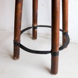 60s Brutalist Wooden Bar Stool