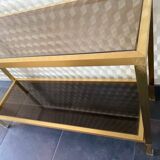 Console smoked glass and brass Italian design year 70 in the taste of nanda vigo