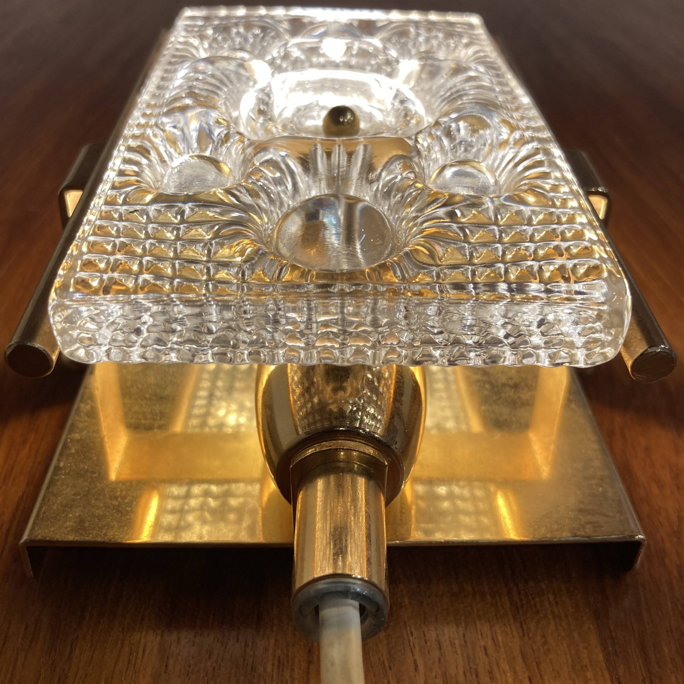 Pair of glass wall lights in Scandinavian design from the 1950s.