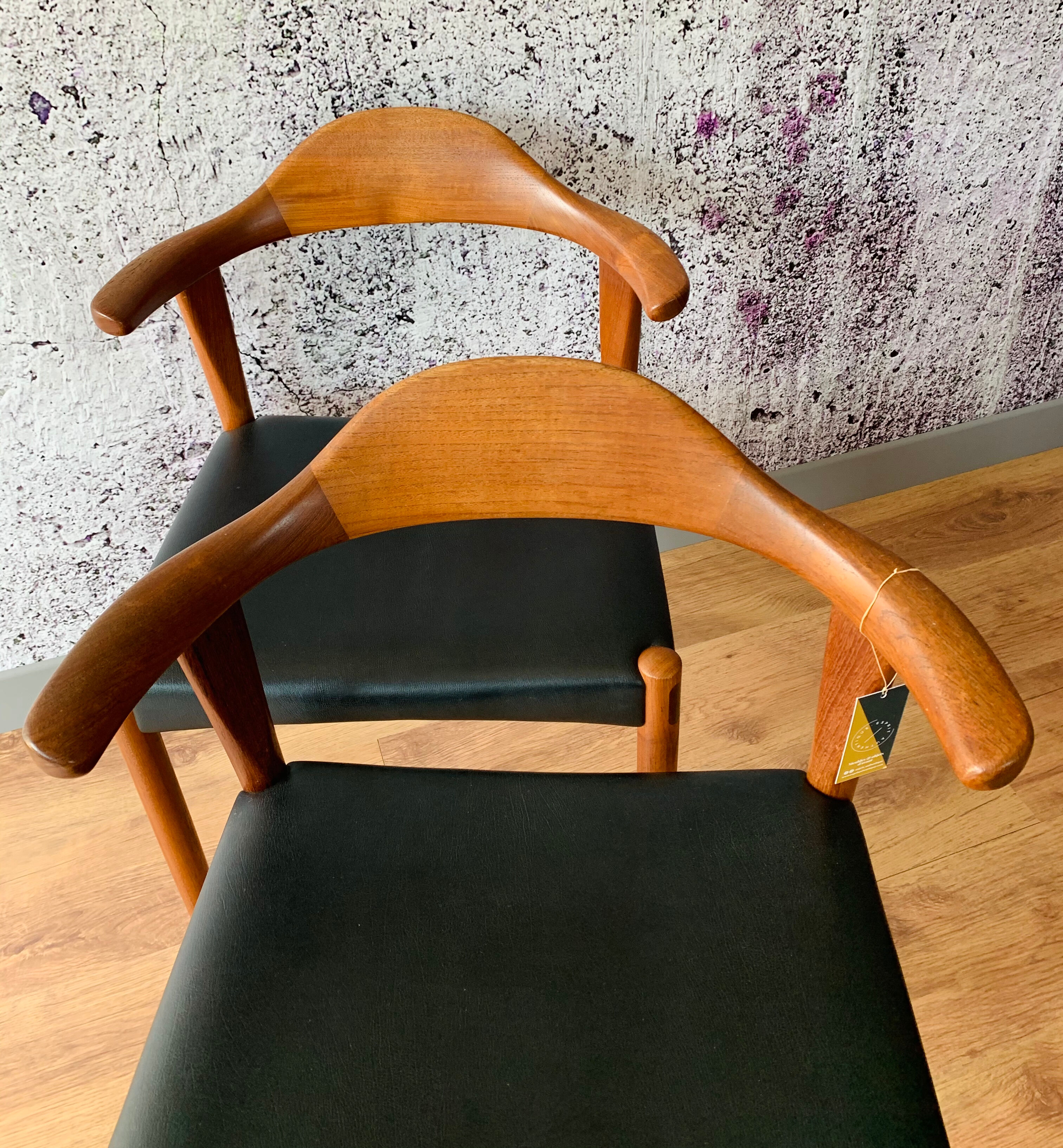 Lot of 4 wooden & skai chairs