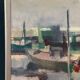Large Original Swedish Oil on Canvas – “Port” by Finn Hillerup – Signed – Vintage & Framed