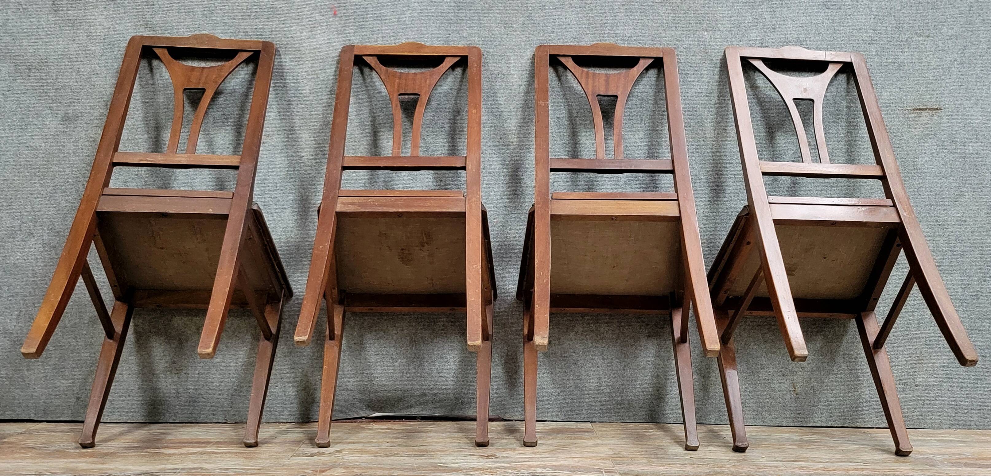Set of four English Art Nouveau mahogany chairs circa 1900