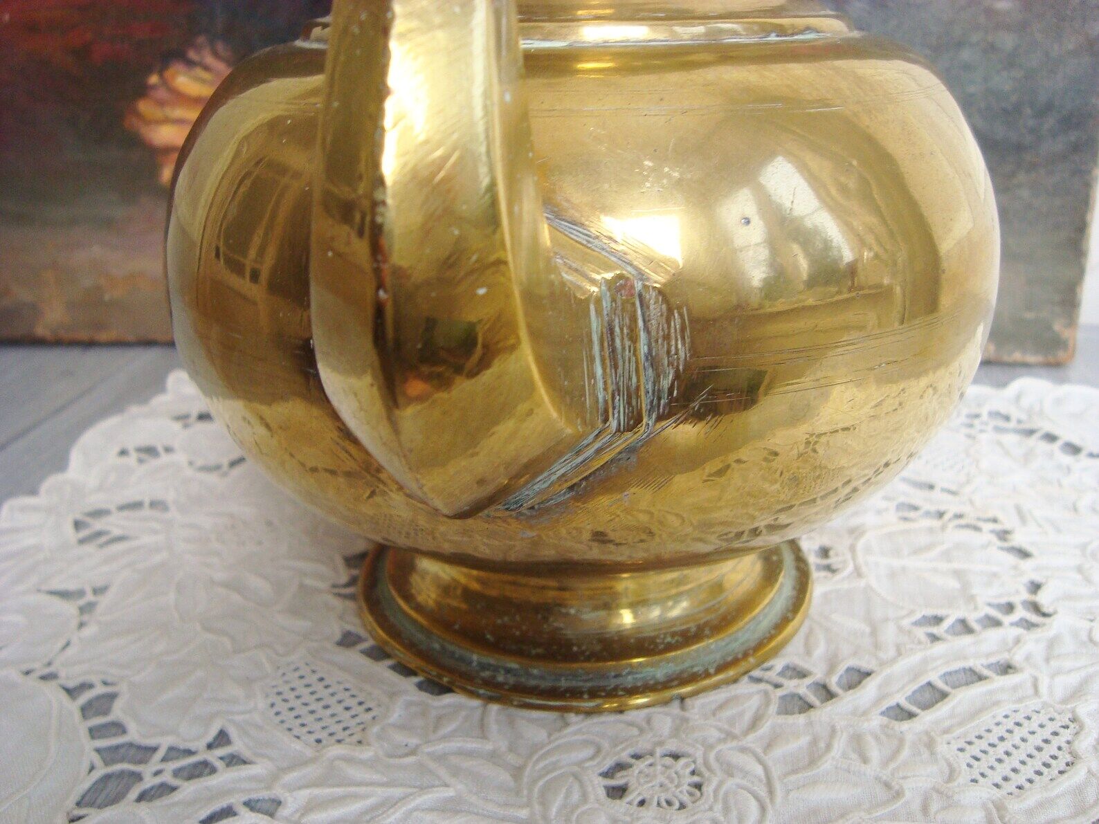 Vintage teapot signed brass decoration of North African style