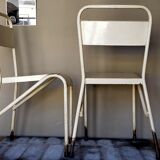 Paire de chaises tube métal mobilier industriel début XXème