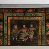 Ancien coffre oriental avec peinture de la guerrière Yang Mulan (c.1900) #9