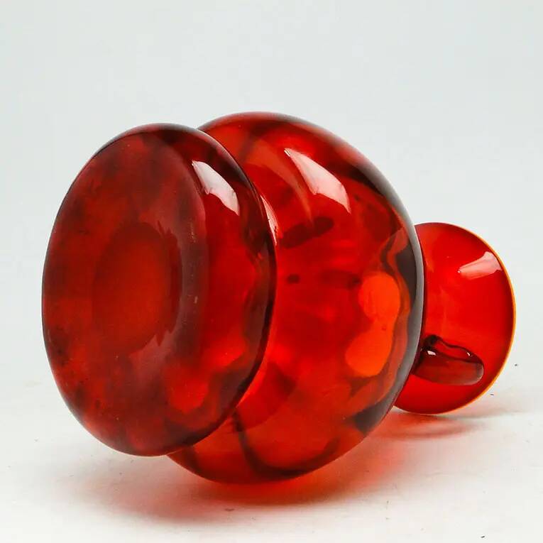 Mid-century modern vase, red glass, designed by J. Słuczan-Orkusz, Poland, 1970s