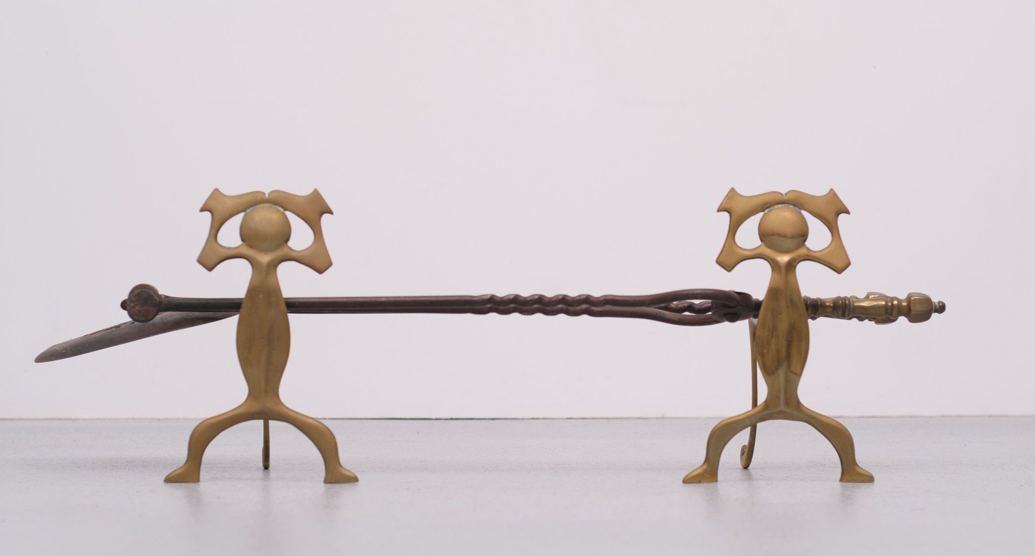 19 Century, Brass Fire Place Tools, Dutch